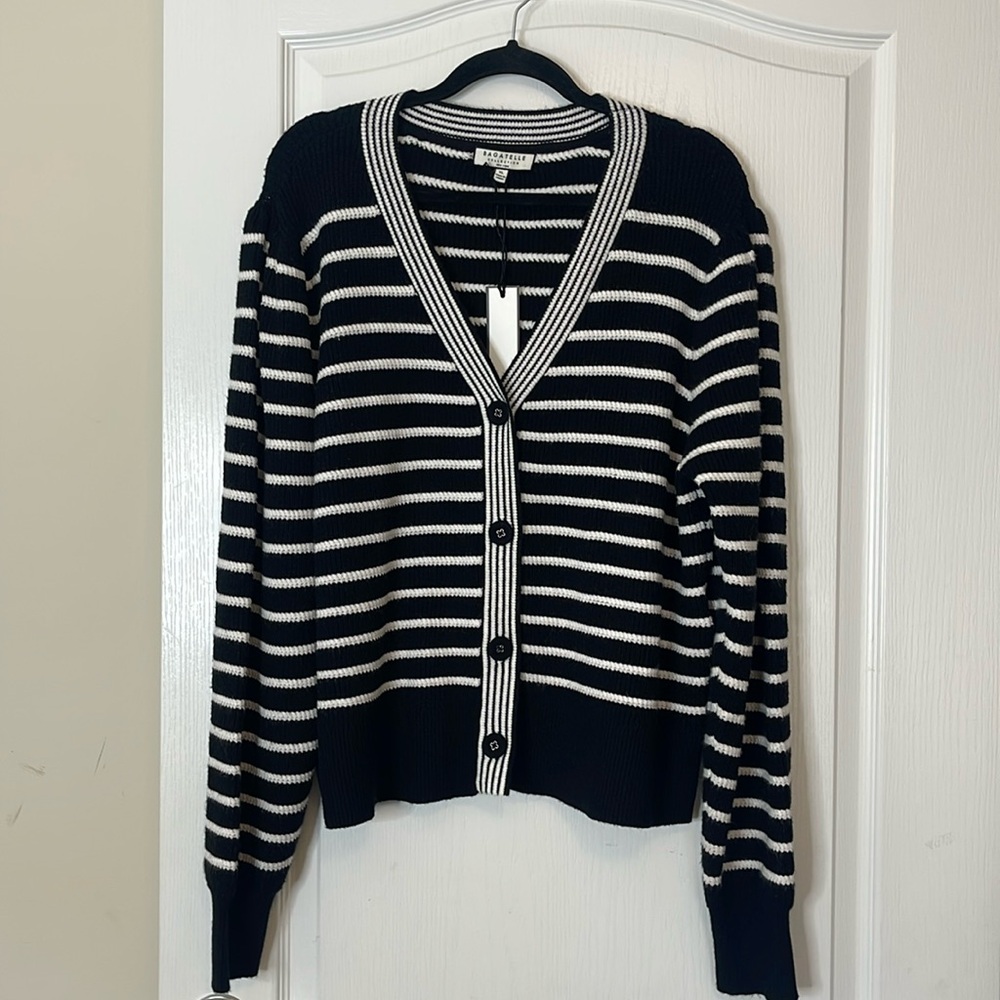 Bagatelle Collection Black and White Cardigan Sweater XL